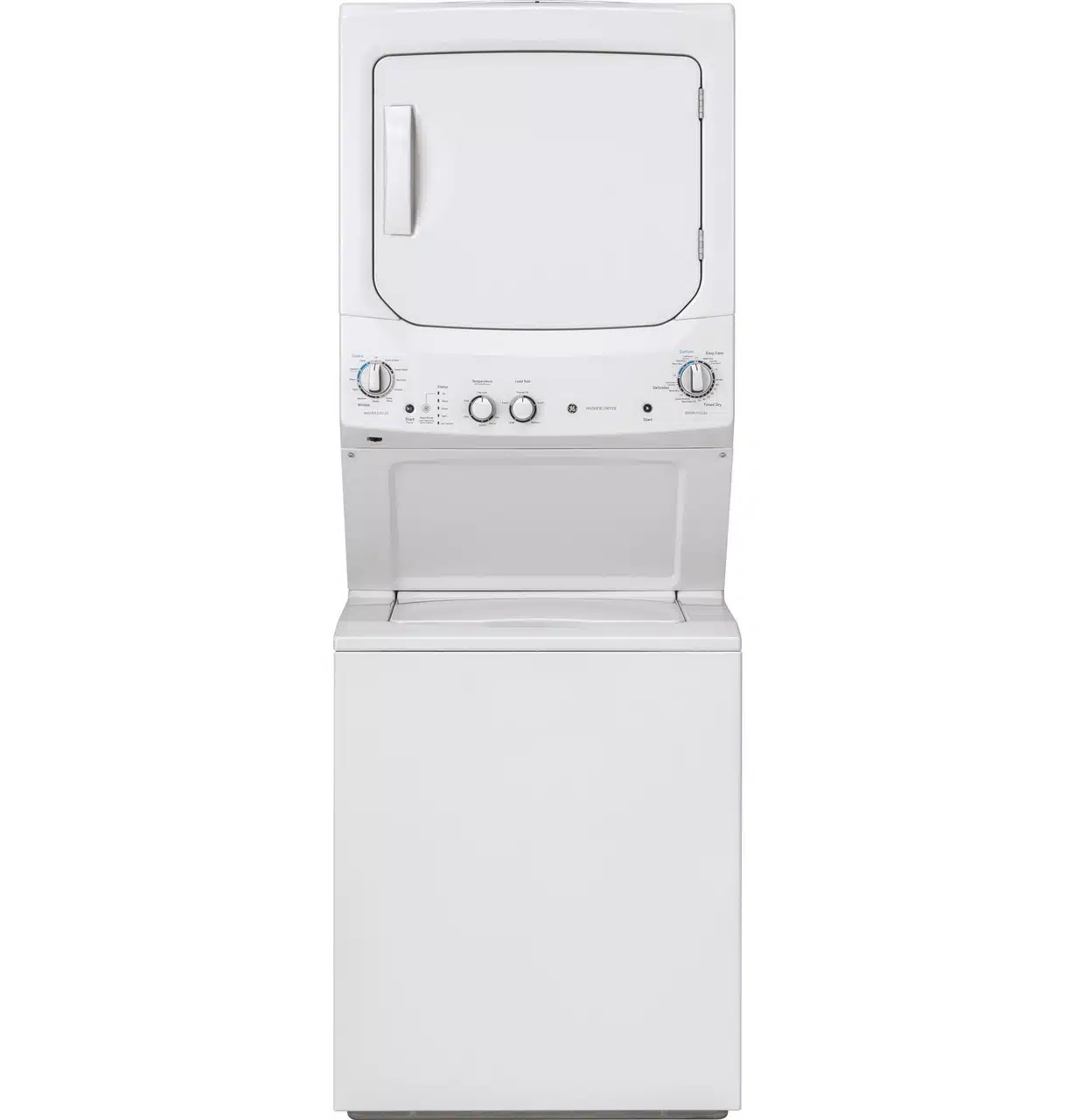 GE Unitized Spacemaker® 3.8 cu. ft. Capacity Washer with Stainless Steel Basket and 5.9 cu. ft. Capacity Electric Dryer Model #: GUD27ESSMWW - Image 1